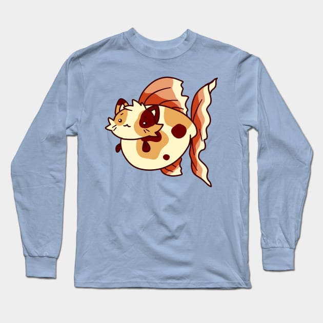 Chubby Goldfish Kitty Long Sleeve T-Shirt by saradaboru